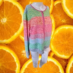 Crazy Horse Colorful Full Zip Sweater‎ Size Large